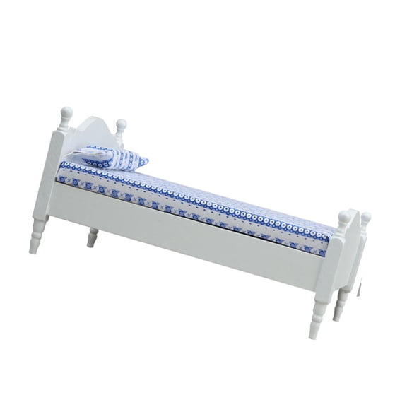 Sinyiin Style Miniature Bed for Dolls House1:12 Scale Beechwood Construction