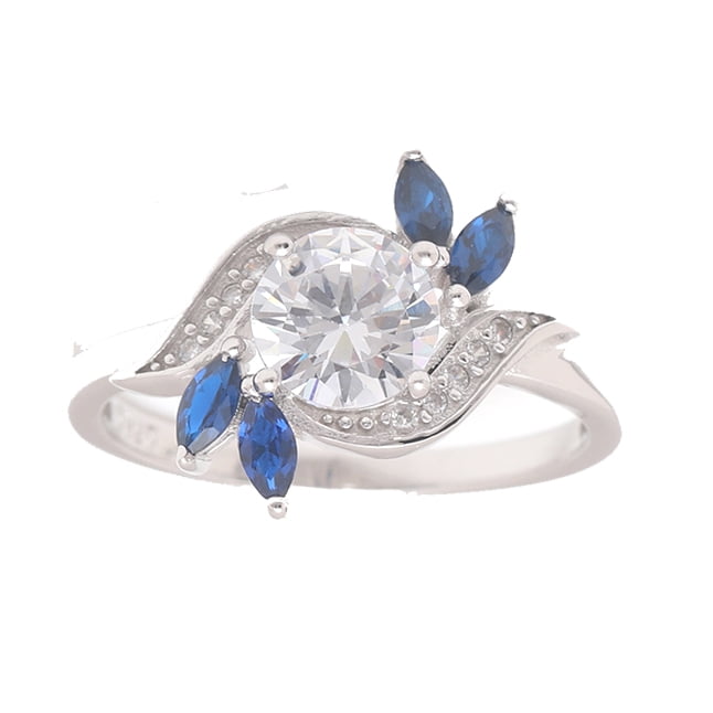 Cherish Engagement Ring Sterling Silver Blue Marquise Women
