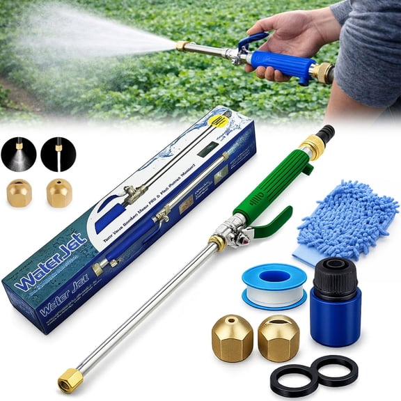 High Pressure Garden Hose Nozzle Attachment with 2 Spray Tips, Power Washer Wand with Brass Connector for Car Washing, Patio, Windows and Driveway Cleaning