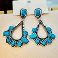 thumbnail image 6 of Jiaroswwei Ladies Faux Turquoise Inlaid Teardrop Drop Stud Earrings Statement Jewelry Gift, 6 of 8