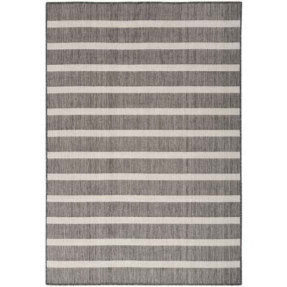 Nourison Positano Indoor/Outdoor Charcoal Ivory 5' x 7' Area Rug (5x7)