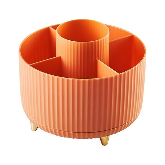 Desk Pencil Pen Holder 360° Rotating Pencil Organizers for Desk Storage Stationery Supplies Organizer Pencil Cup- Orange