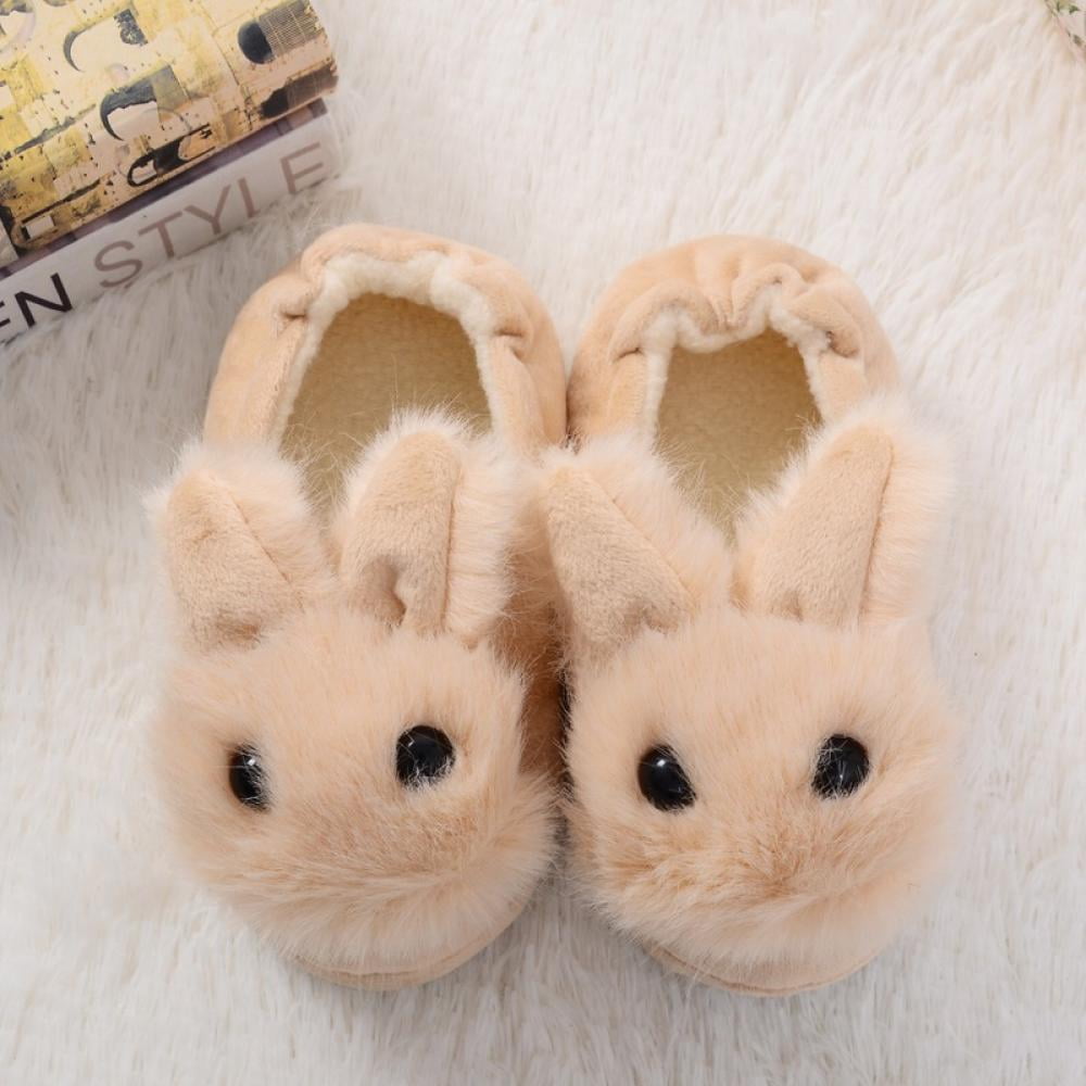 ONCAI Kids Cute Bunny Cotton Plush Warm House Slippers Non-Slip for Toddler Little Kid