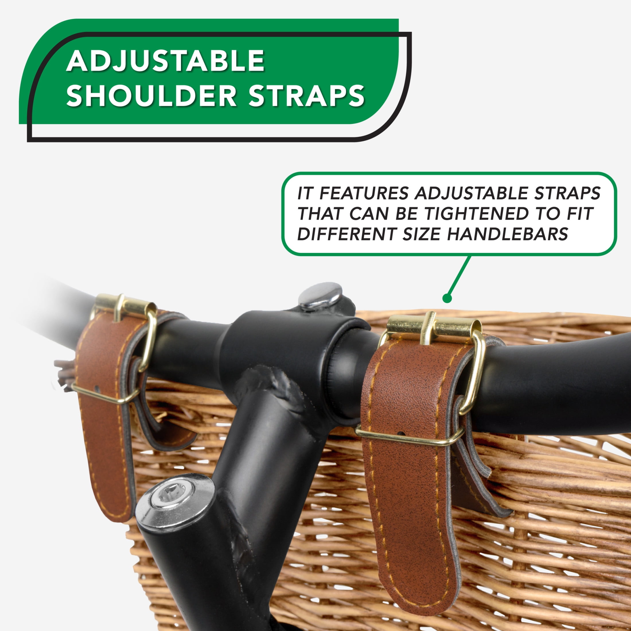 ProSource Style Removable Wicker Bike Basket, Front Handlebar