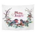 thumbnail image 1 of UFAEZU Watercolor Christmas Wreath Made Snow Spruce Branches Cones Red Holly Berries Mistletoe Leaves and Dry Twigs Couple Wall Art Hanging Tapestry Home Decor for Living Room Bedroom Dorm 60x80 inch, 1 of 2