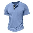 thumbnail image 5 of ZCFZJW Men's Henley Shirts Lightweight Casual Short Sleeve Button Cotton Tee Fashion Classic Athletic Tee T-Shirt Tops with Pocket Light Blue XL, 5 of 6