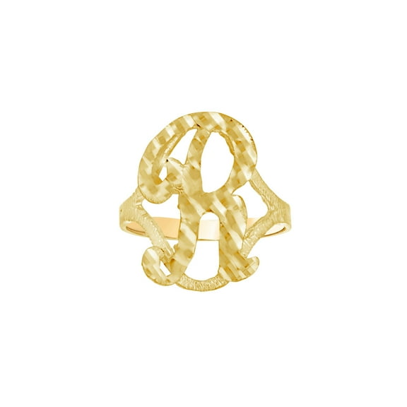 10k Yellow Gold Womens Letter Name Personalized Monogram Initial R Ring 20.5x2.00mm Wide Size 8 Ring for Women