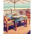 thumbnail image 2 of Boanket Outdoor Tablecloth with Umbrella Hole for Patio/Picnic/Party/Camping, Butterfly Waterproof Table Cloth Rectangle Table Cover Washable, Abstract Teal Brown Oil Painting Modern (60"x 120"), 2 of 7