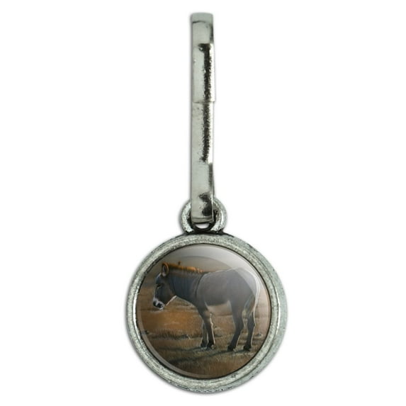 Burro Small Donkey Antiqued Charm Clothes Purse Suitcase Backpack Zipper Pull Aid