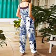 thumbnail image 4 of Cotton-Linen Jumpsuits For Women Casual Loose Summer Rompers Wide Leg Bib Overall with Pockets Womens Pants, 4 of 5