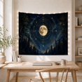 thumbnail image 5 of Golden Moon in Dark Sky with Evergreen Forest, Mystical Celestial for Space Lovers, Nighttime Wall Art, Housewarming Gift, Tapestry Wall Hanging for Bedroom and Living Room, 5 of 7