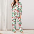thumbnail image 2 of KLL Strawberry Print Women's Long Sleeve Pajamas with Pants Sleepwear Loungewear 2 Set-XX-Large, 2 of 7
