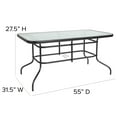 thumbnail image 6 of Flash Furniture Lila 7-Piece Glass Rectangular Patio Table and Slat Back Chairs Set, Black, 6 of 12