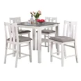 thumbnail image 2 of Two-Tone Finish 5pc Counter Height Dining Set White Dining Table w 4x Chairs Gray Linen-like Seats, 2 of 10