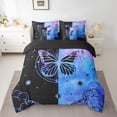 thumbnail image 2 of Homewish Chic Butterfly 7-Piece Twin Bedding Sets,Galaxy Starry Sky Bedding Comforter Set,Blue Black Sheet Sets For Kids,Super Cozy Room Decor Reversible, 2 of 8