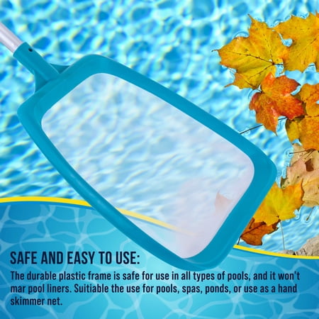 U.S. Pool Supply Professional Spa, Hot Tub, Pool Hand Leaf Skimmer Net with 17 Aluminum Pole - Ultra Fine Mesh Netting, Clean the Finest Debris - Pond, Kid Kiddie Inflatable Pool Cleaning Maintenance