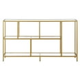thumbnail image 6 of Evelyn&Zoe Winthrop 52" Wide Rectangular Console Table with Glass Shelves, Brass, 6 of 8