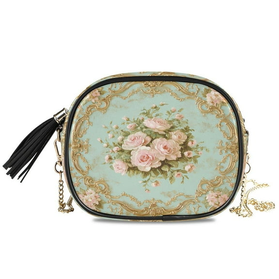 Womens Casual Chain Shoulder Bag Simple style Floral Design Pattern Crossbody Bag
