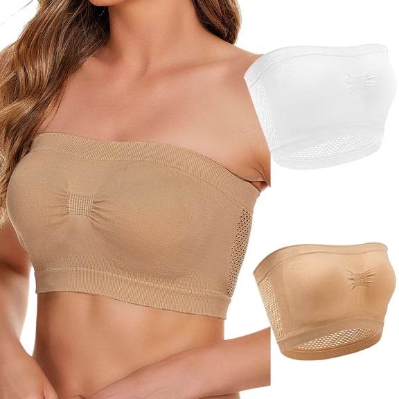 ATENAR Bras for Women,Strapless Bra,Womens Bras,Breathable,Comfort Fit,Solid,Nylon,Spandex,White,M(US:6)