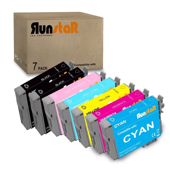 7 Packs Replacement for T078 Ink Cartridge use for Epson Artisan 50 Stylus Photo R260 R280 R380 RX580 RX595 RX680 Printer (2BK/C/M/Y/LC/LM)