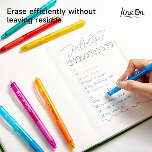 Erasable Gel Pens, 15 Colors Retractable Fine Point Erasable Pens Clicker, Fine Point(0.5mm), Assorted Color Inks, Make Mistakes Disappear for Drawing Writing Planner and Crossword Puzzles