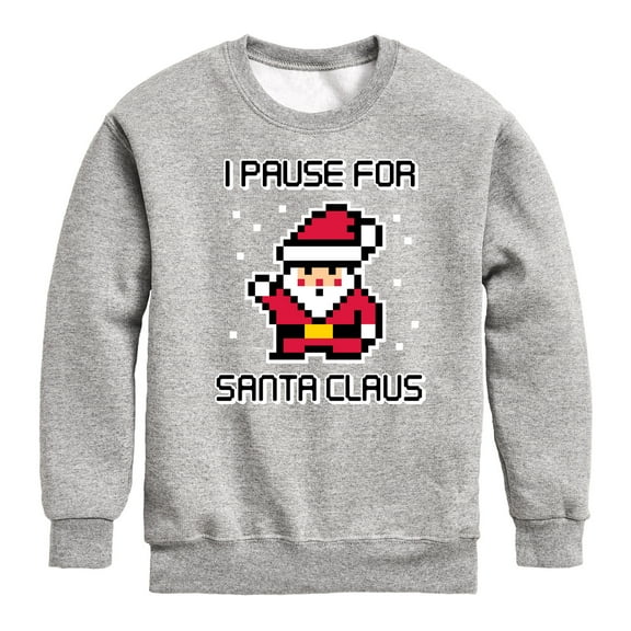 Instant Message - Gamer - I Pause for Santa Claus - Toddler & Youth Crewneck Fleece Sweatshirt