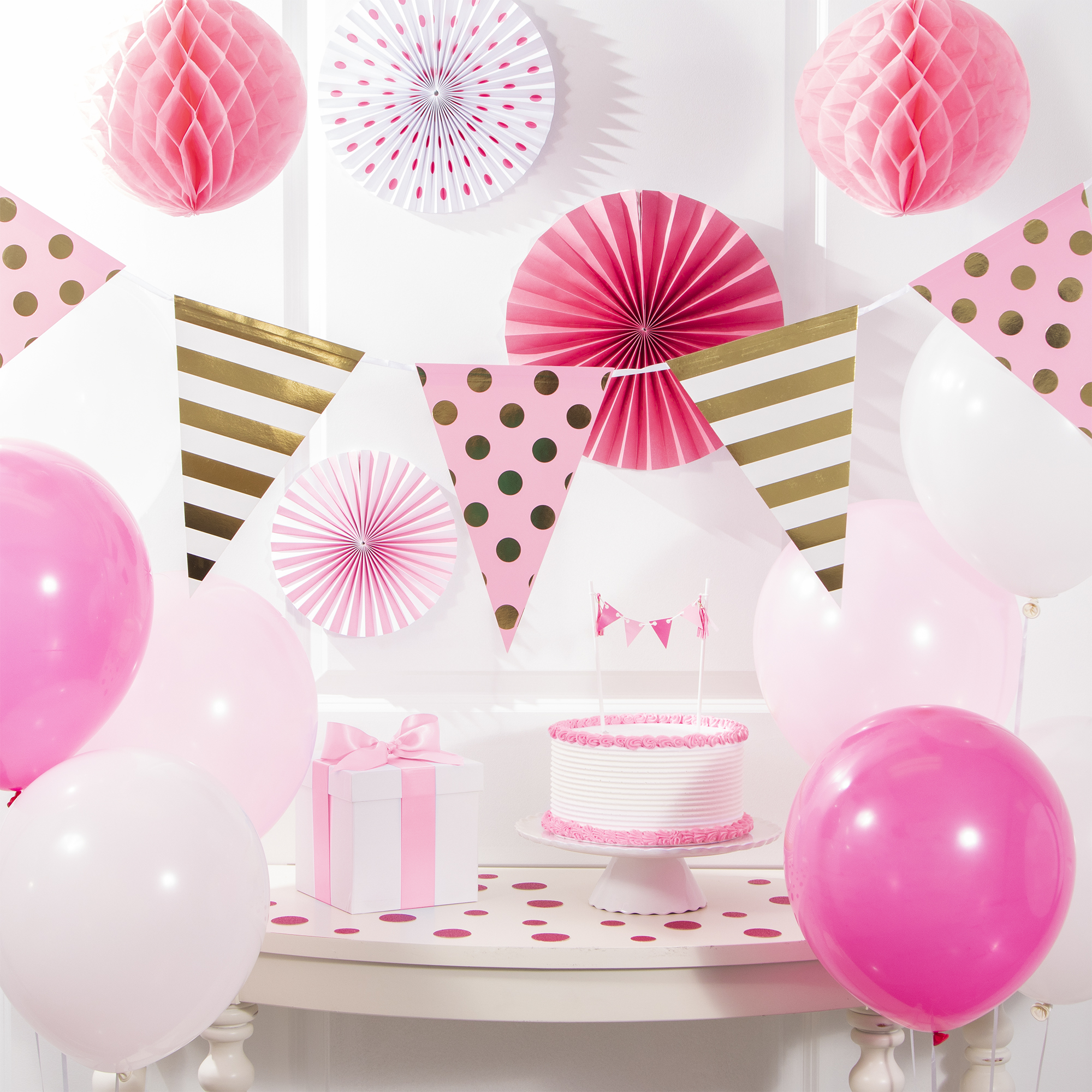 Way to Celebrate Girl Baby Shower 36-Piece Decorations Kit, Pink & Gold ...