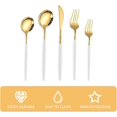 thumbnail image 3 of Cubertería de acero inoxidable duradero blanco y dorado pulido cuchillos, tenedores de cuchara, 30 piezas, utensilios de cocina, lavaplatos, regalo ideal, 3 of 4