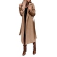 thumbnail image 5 of Seyurigaoka Women's Notched Lapel Shacket Coats Classic Long Sleeve Solid Color Belted Overcoat Winter Shirts Jacket Coat, 5 of 9