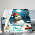 thumbnail image 2 of SPXUBZ Merry Christmas Snowman Deer Birds Flannel Throw Blanket for Winter Christmas Gift Home Sofa Bed Decoration 50x40 inch, 2 of 5