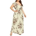 thumbnail image 3 of SDNall Plus Size Casual Dresses for Women Plus Size Summer V Neck Floral Print Boho Sleeveless Floral Dresses for Women 2024 Maxi Dress (Yellow, Sizes L-XXXXL), 3 of 9