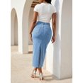 thumbnail image 2 of Womens High Waisted Denim Midi Skirt Medium Wash Straight Fit, 2 of 4