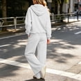thumbnail image 6 of vdgthytj Womens Sweatsuits 2 Piece Set Full Zip Drawstring Hooded Jackets Wide Leg Pants Fall Winter Athleisure Tracksuits(X-Large,White), 6 of 7