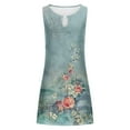 thumbnail image 4 of ICHUANYI Clearance Women Casual Loose Summer Floral Printed Tank Dress Hollow Out Beach Sundress Sleeveless Dresses(Sky Blue, XL) ICHUANYI WER2023080812333, 4 of 5