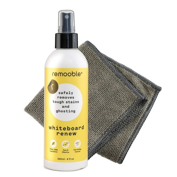 Remooble Non-Toxic Dry Erase Whiteboard Cleaner Spray with Microfiber Cleaning Cloth, 8 oz.
