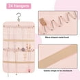 thumbnail image 4 of Double-sided PVC Wall-Mounted Jewelry Hanging rolls for Earrings Bracelets Necklaces Organizer Holder with Electrophoresis Black Tone Iron Hooks Misty Rose 66cm, 4 of 7