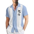 thumbnail image 2 of kamemir Men's Vintage Bowling Shirt Short Sleeve Button Down Summer Cuba Beach Shirts(Blue,M), 2 of 4