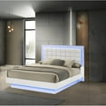 thumbnail image 4 of White Wood Lacquer Platform Queen Size Bedroom Set with Blue LED Lighting, 4 of 5