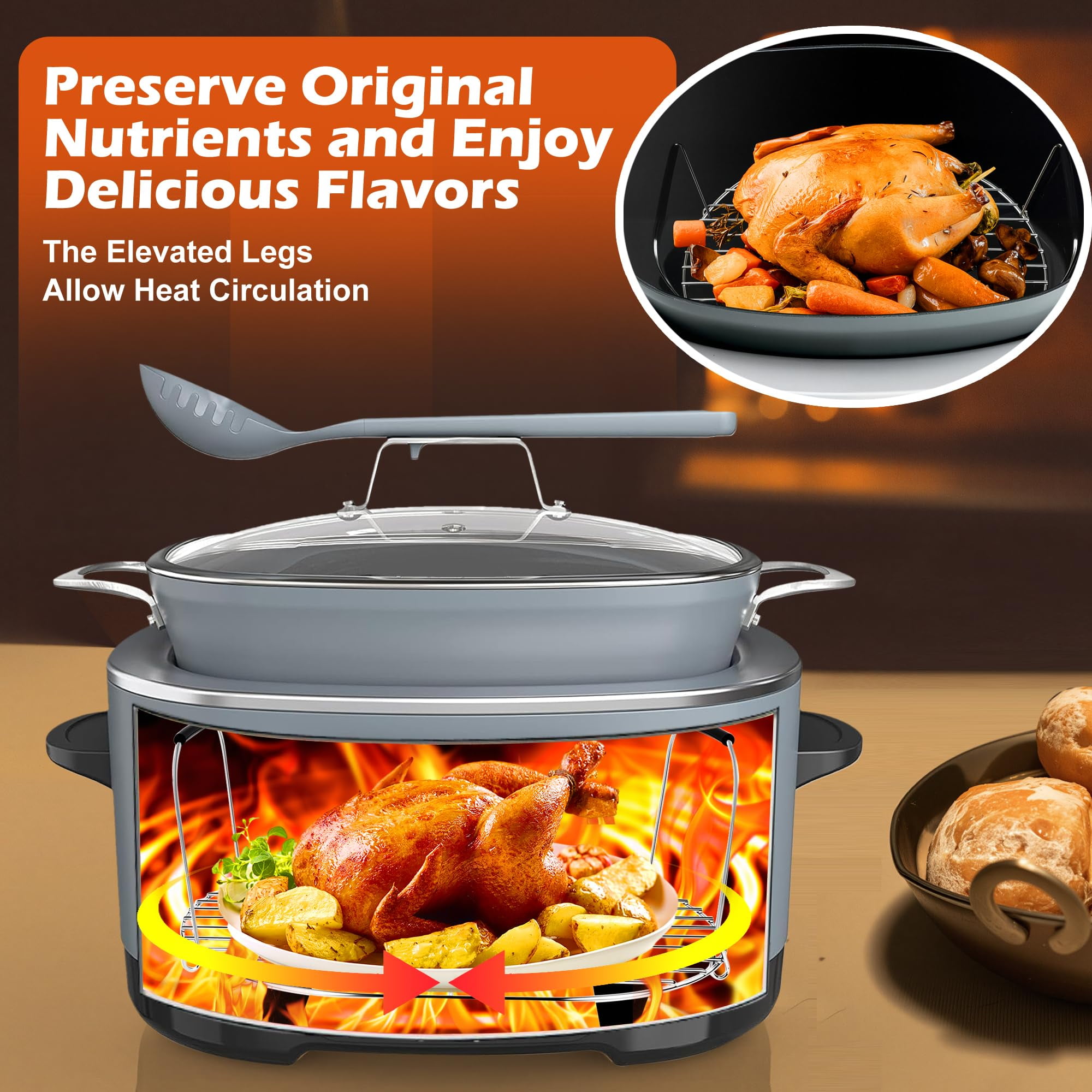 Roast and Steamer Rack Compatible with Ninja Foodi Possible Cooker Pro 8.5 Quart MC1000, MC1001