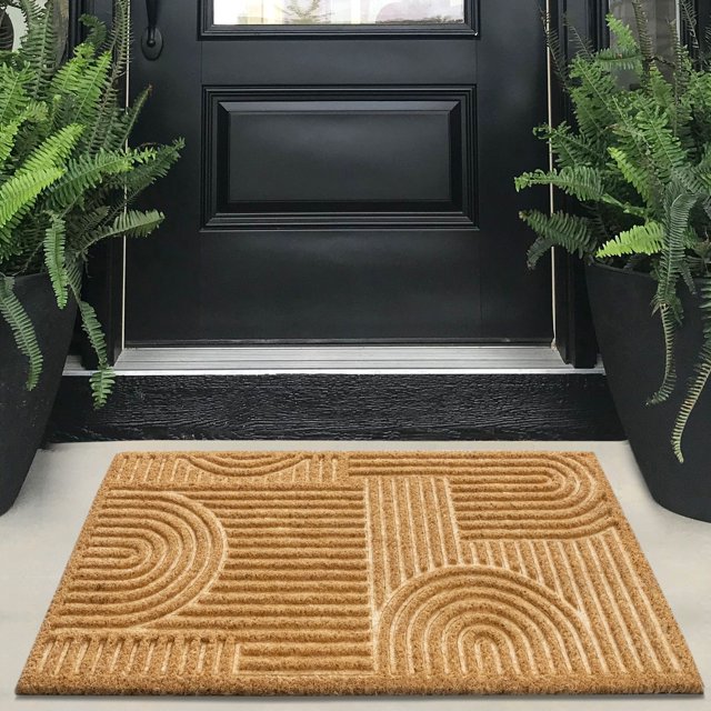 Tapis de Porte en Fibre de Coco Naturelle Antidérapante Embossée Premium pour Porte d'Entrée Intérieure Extérieure, Porche Extérieur, Entrée de Maison Décor de Ferme