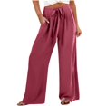thumbnail image 4 of snilers Women Wide Leg Palazzo Pants Summer High Waist Flowy Casual Trousers Loose Lounge Beach Travel Vacation Pants, 4 of 6