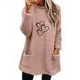 thumbnail image 3 of lcziwo Womens Winter Warm Fuzzy Fleece Sweatshirts Cute Heart Graphic Long Sleeve Crewneck Sherpa Pullover Loose Comfy Loungewear Thermal Tops with Pockets Prime Sales Today Pink S, 3 of 6