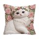 thumbnail image 2 of CaiYueKe Cute Cat Embroidery Pillow Cover - Flocked Velvet Decorative Throw Cushion Sofa Bedroom Living Room Accent Pillowcase, Faux Embroidery Animal Pattern Home Decor Gift for Women, 2 of 7