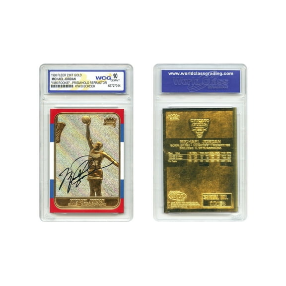 Michael Jordan 1998 Fleer 23K Gold Card Prizm Holo Rookie '86 Design Graded Gem Mt 10