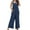 Navy, variant on XWSHYW Womens Pants Fashion Sleeveless Solid Color Romper Leisure Loose Fit Comfort Waist Long Rompers