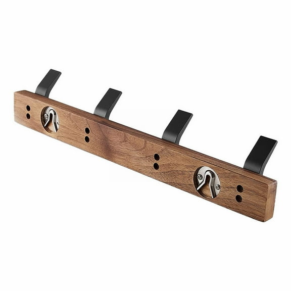 QLFSCXG 4Pcs Coat Rack Wall Mount Walnut Wood Coat Hooks Heavy Duty Aluminum Wall Hat Hook Wall Mount Rustproof Rail Hooks Decorative Coat Holder Wall Mount for Hanging Coats Hats Clothi Tool
