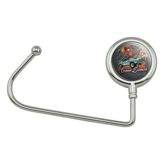 Speed Demon Flaming Hot Rod Purse Bag Hanger Holder Hook