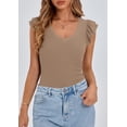 thumbnail image 3 of Tops PRETTYGARDEN Mujer Cuello en V con Volantes Sin Mangas, 3 of 8