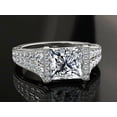 thumbnail image 4 of HeartsAndYou 4ct Princess Moissanite Dual Row Accent Solitaire Vintage Inspired Ring 18k White Gold over Silver, 4 of 7