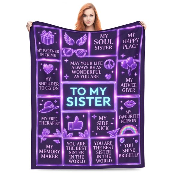 Sister Throw Blanket Birthday Graduation Present for Sisters Valentines Soft Warm Sofa Couch Decor Cozy Lounge Home Decor 50x40